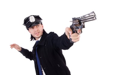 Polis memuru beyazda izole edilmiş.