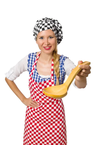 Woman cook isolated on the white background — Stock Photo, Image