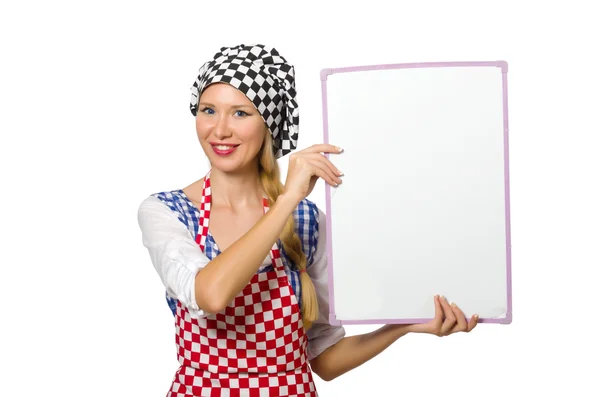 Woman cook isolated on the white background — Stock Photo, Image