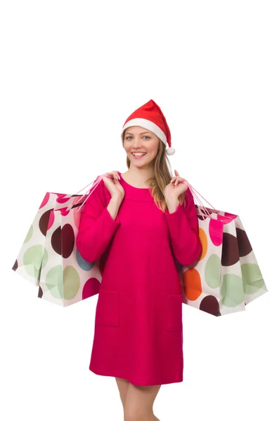 Junge Frau im Weihnachtseinkaufskonzept — Stockfoto