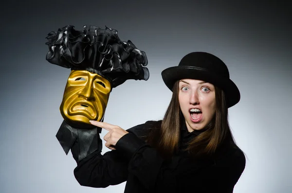 Mujer con máscara en concepto divertido —  Fotos de Stock