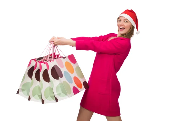 Young woman in christmas shopping concept — Stock Photo, Image