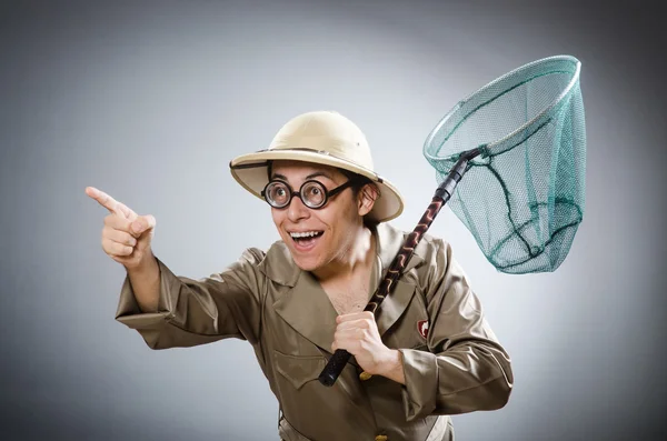 Funny safari traveller in travelling concept — Stock Photo, Image