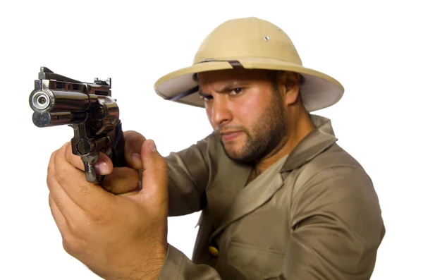 Man with gun isolated on white — Stock Photo, Image