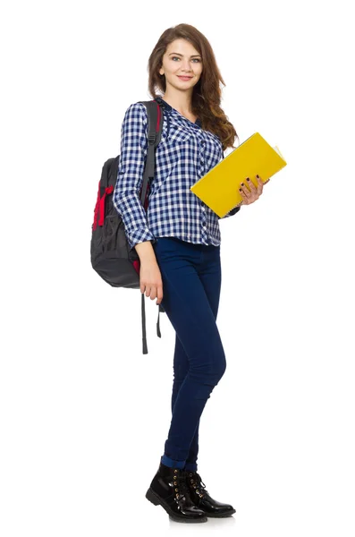 Junge Studentin isoliert auf weiß — Stockfoto