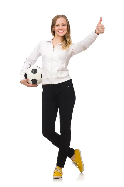 Woman wearing sports costume isolated on white — Stock Photo, Image