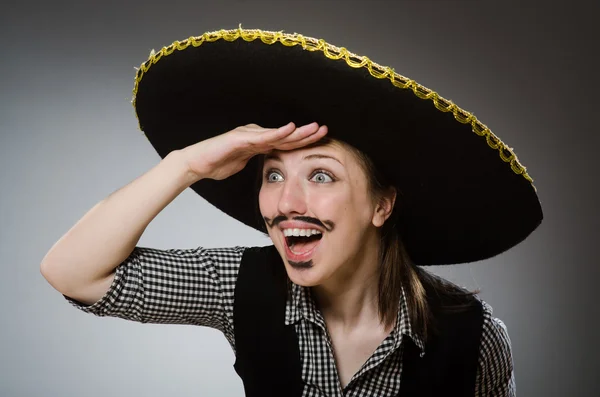 Person wearing sombrero hat in funny concept — Stock Photo, Image