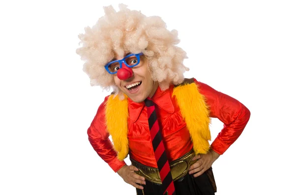 Lustiger Clown im Spaßkonzept isoliert auf Weiß — Stockfoto