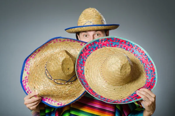 Funny mexican wearing sombrero hat — Stock Photo, Image