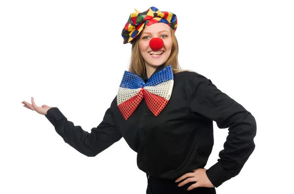 Buffo clown isolato su bianco — Foto Stock