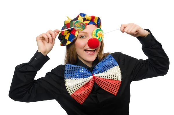 Rolig clown isolerad på vitt — Stockfoto