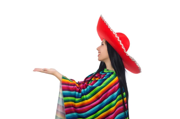 Mulher mexicana em conceito engraçado em branco — Fotografia de Stock