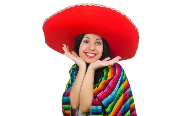 Mexican woman in funny concept on white — Stock Photo, Image