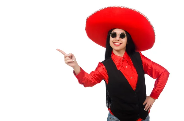 Mexican woman in funny concept on white — Stock Photo, Image