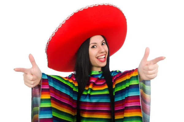 Mexican woman in funny concept on white — Stock Photo, Image