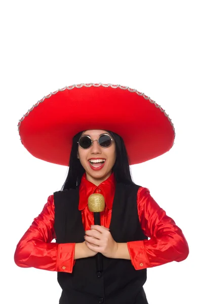 Mujer mexicana en concepto divertido en blanco — Foto de Stock