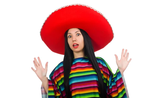Mujer mexicana en concepto divertido en blanco — Foto de Stock