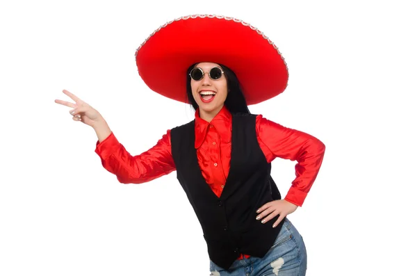 Mexican woman in funny concept on white — Stock Photo, Image