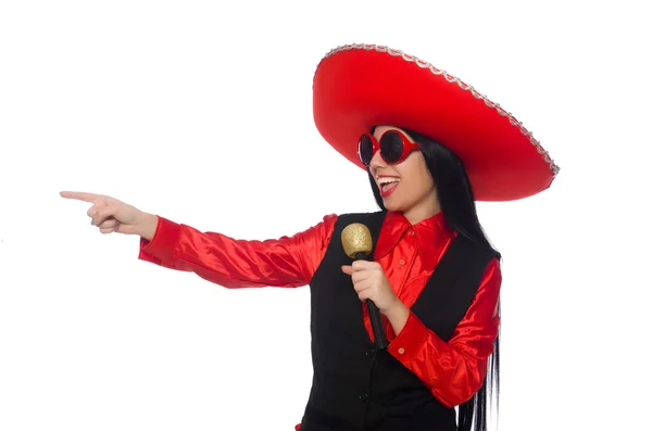 Mexican woman in funny concept on white — Stock Photo, Image