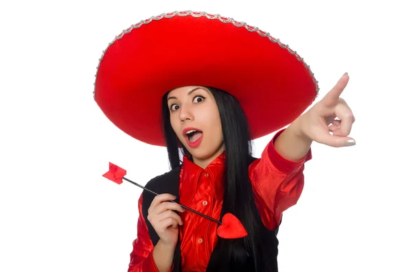 Mujer mexicana en concepto divertido en blanco — Foto de Stock