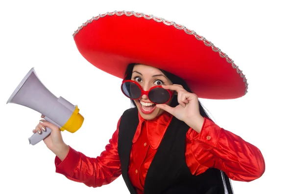 Mexican woman in funny concept on white — Stock Photo, Image