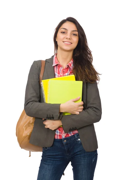 Junge Studentin isoliert auf weiß — Stockfoto