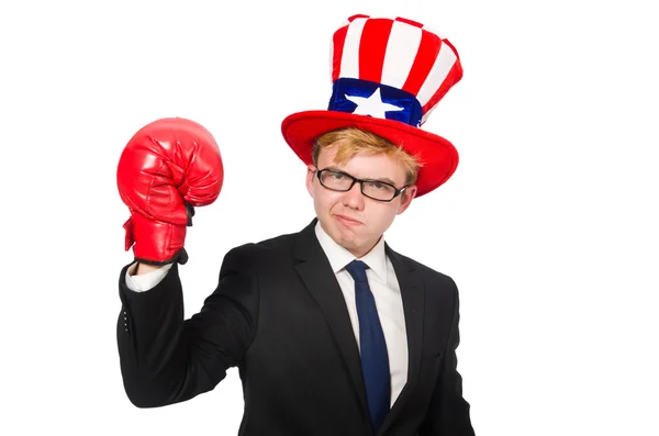 Άντρας με καπέλο και αμερικάνικα σύμβολα — Φωτογραφία Αρχείου