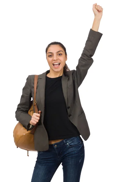 Junge Studentin isoliert auf weiß — Stockfoto