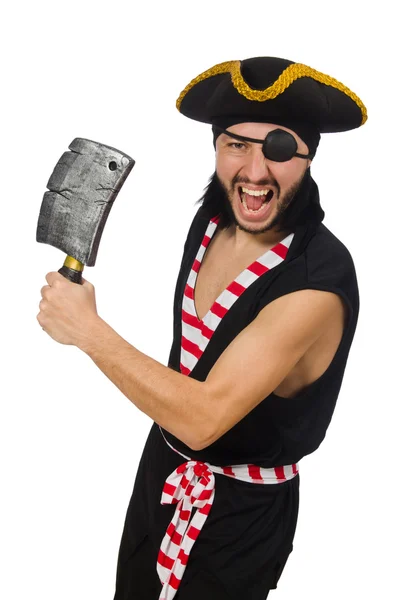 Mann Pirat isoliert auf weißem Hintergrund — Stockfoto