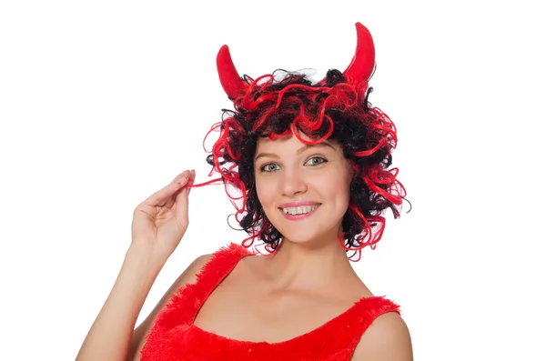 Donna diavolo in divertente concetto di Halloween — Foto Stock