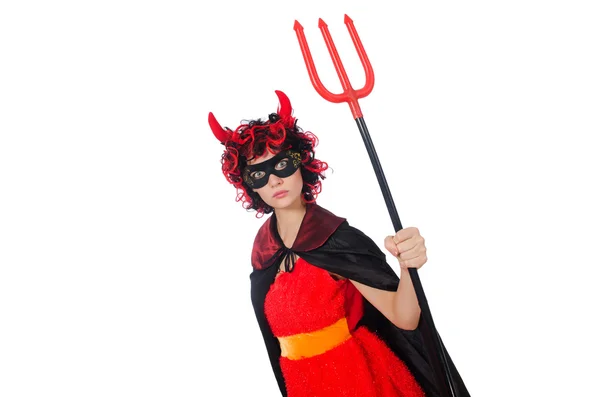 Woman devil in funny halloween concept — Stock Photo, Image