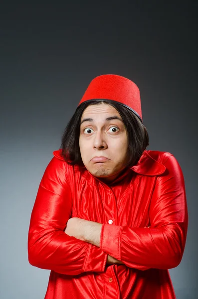 Man wearing red fez hat — Stock Photo, Image