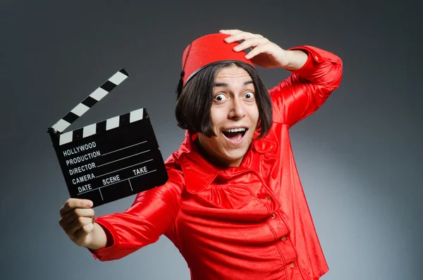 Homem usando chapéu vermelho fez — Fotografia de Stock