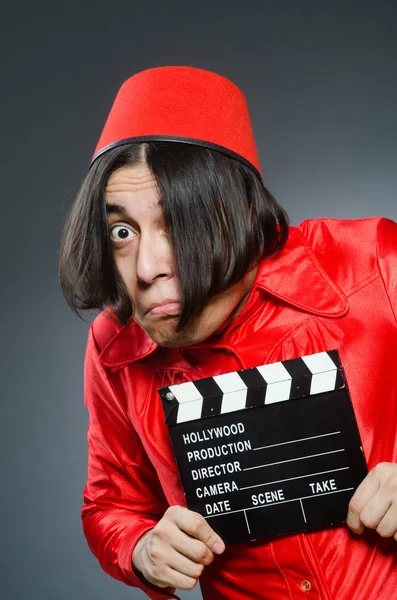 Homem usando chapéu vermelho fez — Fotografia de Stock