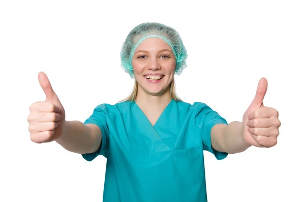 Mujer médico aislado en blanco — Foto de Stock