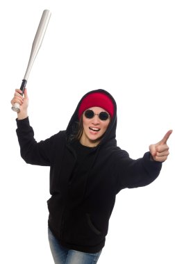 Üzerinde beyaz izole kadın holigan