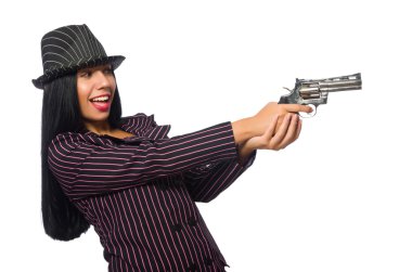 Silahlı bir gangster kadın beyazları soyutladı.