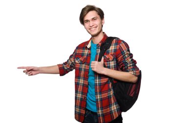 Beyaz tenli komik öğrenci.