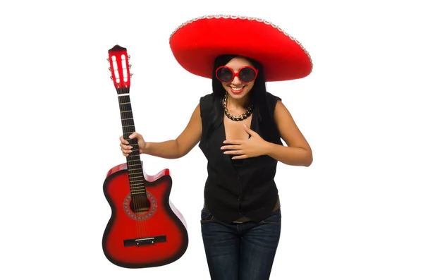 Mexicaanse vrouw in grappige concept op wit — Stockfoto