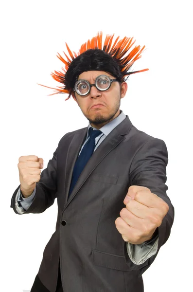 Zabawny człowiek z fryzurą irokeza — Zdjęcie stockowe