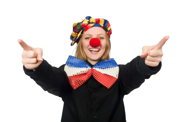 Lustiger Clown isoliert auf weiß — Stockfoto