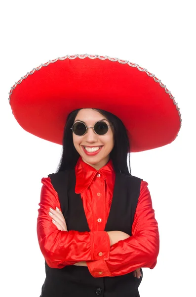 Mexican woman in funny concept on white — Stock Photo, Image