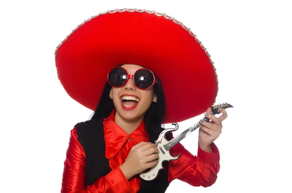 Mexican woman in funny concept on white — Stock Photo, Image