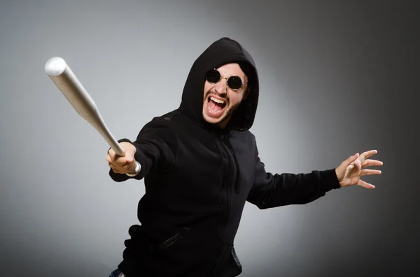 Aggressive man with basebal bat — Stock Photo, Image