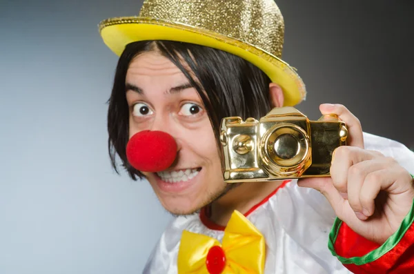 Funny clown against dark background — Stock Photo, Image