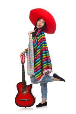 Beyaz kadın Meksikalı gitarist