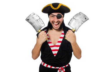 Beyaz arka plan üzerinde izole adam korsan