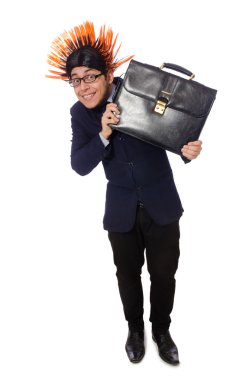 Mohawk saç stili komik bir adam.