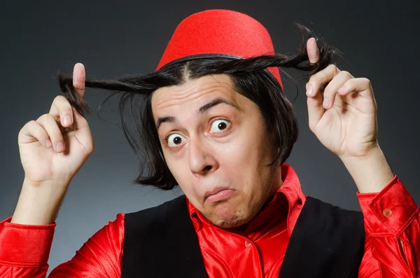 Man wearing red fez hat — Stock Photo, Image