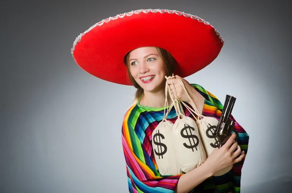 Ragazza in poncho messicano — Foto Stock